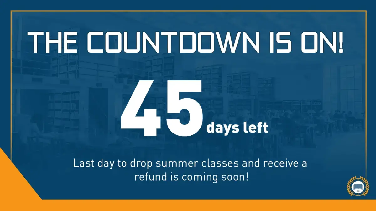 Education digital signage screen from Reach Media Network featuring daily countdown timer for last day to drop summer classes.