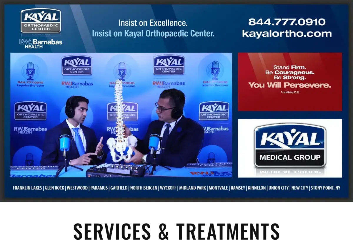 Kayal Orthopedic center healthcare digital signage screen from Reach Media Network displaying quotes and live video.